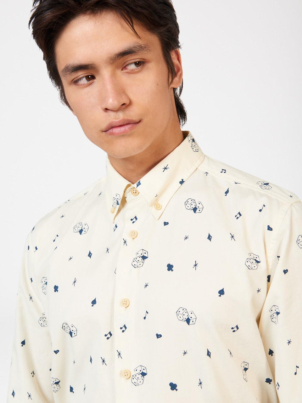 White Ben Sherman Conversational Icon Shirts | 6247-RLCBG