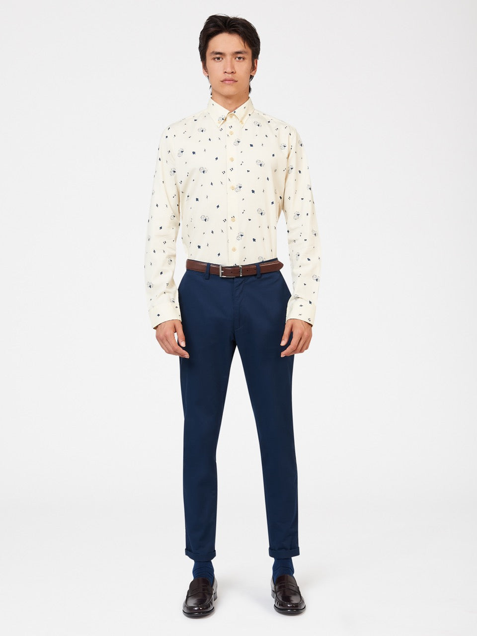 White Ben Sherman Conversational Icon Shirts | 6247-RLCBG