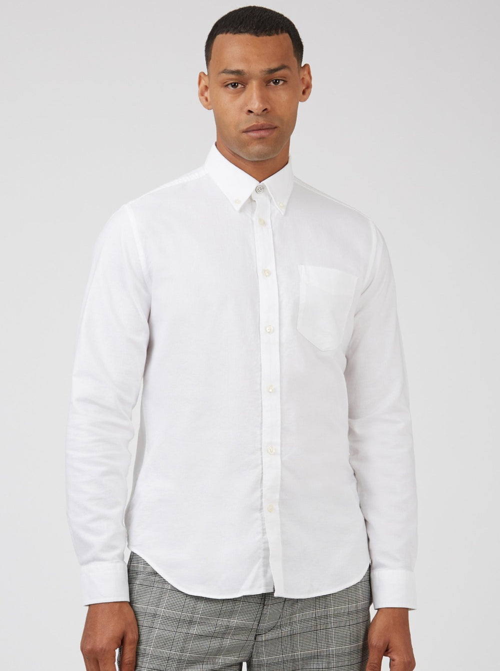 White Ben Sherman Signature Organic Long-Sleeve Oxford Shirts | 5938-DMFJG