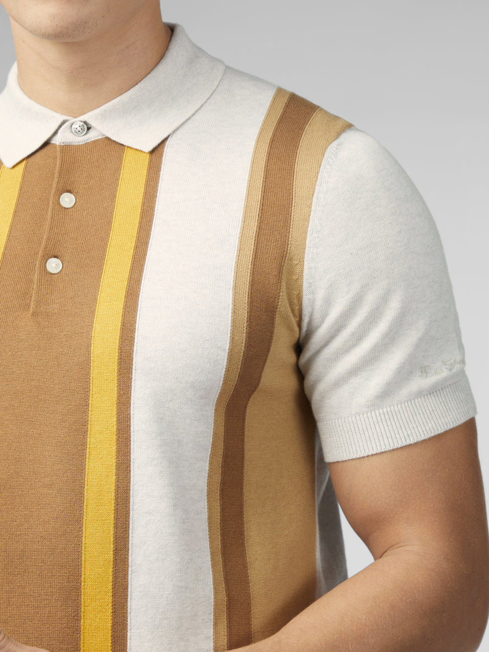 White Ben Sherman Signature Vertical Stripe Polo Knitwear | 8671-FPMOC