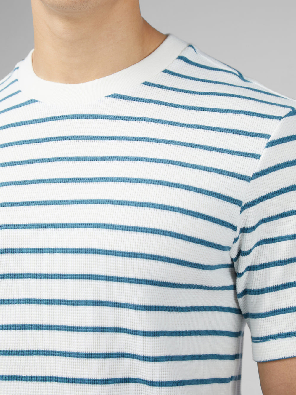 White Ben Sherman Signature Waffle Stripe T-Shirt | 4865-WHNQD