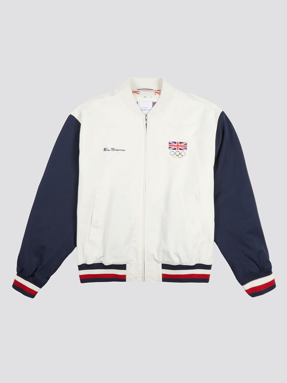 White Ben Sherman Team GB Commercial Bomber Jackets | 9127-FIVDU