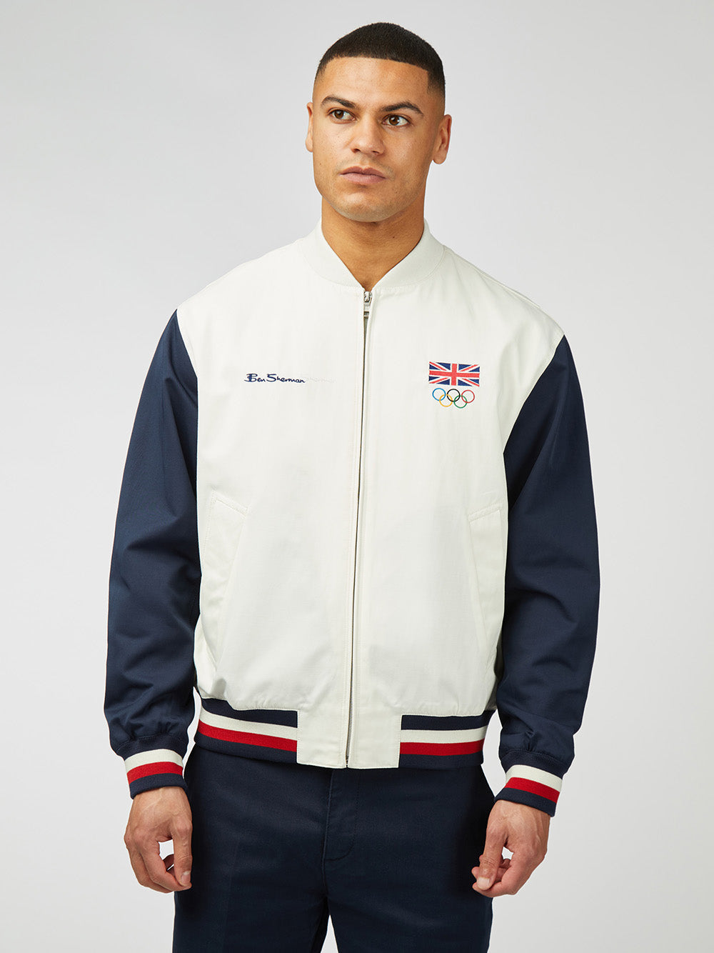 White Ben Sherman Team GB Commercial Bomber Jackets | 9127-FIVDU